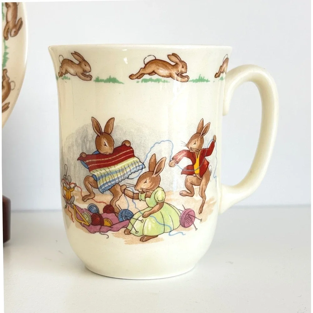 Royal Doulton Bunnykins Bowl and Mug Set Vintage English China Nursery Ware